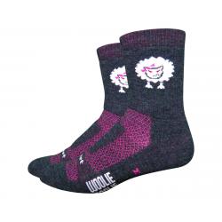 DeFeet Woolie Boolie 4" Baaad Sheep Sock (Charcoal/Neon Pink) (S) - WBBADSP101