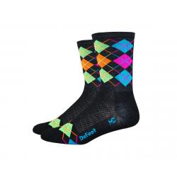 DeFeet Wooleator Hi-Top Sock (Argyle Charcoal/Orange/Blue/Green/Pink) (M) - WATMCA201