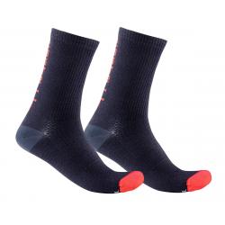 Castelli Men's Bandito Wool 18 Socks (Savile Blue/Red) (S/M) - R20540414-2