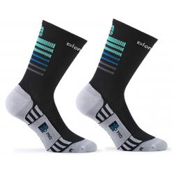 Giordana FR-C Tall Stripes Socks (Black/Sea Green) (L) - GICS21-SOCK-STRI-BKGR04