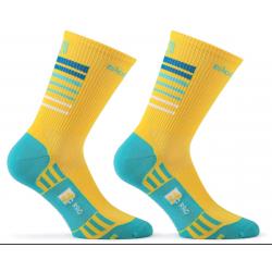 Giordana FR-C Tall Stripes Socks (Yellow/Sea Green) (L) - GICS21-SOCK-STRI-YLGR04