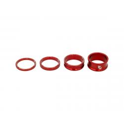 Wolf Tooth Components 1-1/8" Headset Spacer Kit (Red) (3, 5,10, 15mm) - SPACER-RED-KIT1