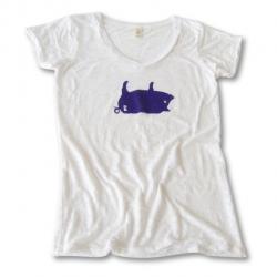 Women's PK Pig V-Neck Tunic - White Burnout With Purple - Women's Apparel Sizes: L