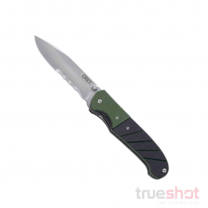 CRKT - Ignitor Serrated - Black/Green - G-10 - Stainless Steel - 3.38"