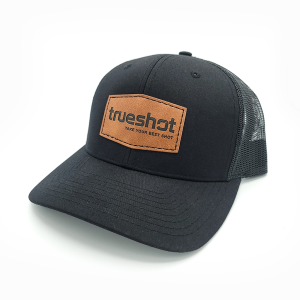 True Shot - Large Brown Leather Patch - Snapback Hat Black