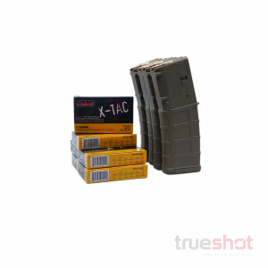 Bundle Deal: 4 Tan Magpul PMAGs and 120 Rounds of 55 Grain PMC 5.56