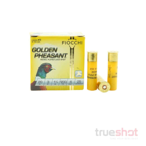 Fiocchi - Golden Pheasant Nickel Plated Lead - 20 Gauge - #4 Shot - 3" - 1-1/4 oz. - 1200 FPS