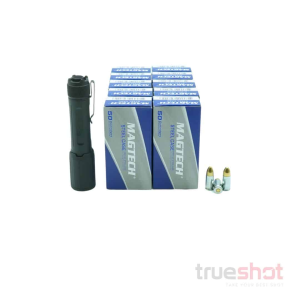 Cci|Magtech|Maxxtech|Sig Sauer BUNDLE DEAL: Black Sig Sauer Foxtrot EDC Full Size Flashlight and 500 Rounds of Ammo - Magtech 9mm 115 Grain Steel - $231.19 at True Shot Ammo