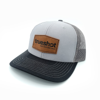 True Shot - Large Brown Leather Patch - Snapback Hat Gray