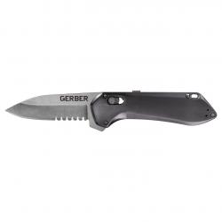 Gerber Gear Highbrow Compact - Grey, Serrated Assisted Knives in Steel