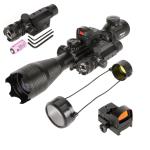 Pinty Rifle Scope 4-16x50&comma; Illuminated Optics&comma; Green Laser&comma; Red-Coating Reflex Mini Sight