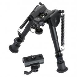 Pinty Tactical Rifle Bipod Adjustable Spring Return Adapter &verbar; Picatinny Rail System & QD Quick Release Lever &verbar; Black Anodized Aircraft Grade Aluminum Construction &verbar; Adjustable 6-9 Inch Height