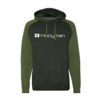 Hooyman Raglan Two Tone Hoody - Small - Charcoal Heather / Army Heather