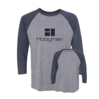 Hooyman Alt Raglan - XXL- Premium Heather / Vintage Navy