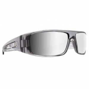 SPY OPTIC Logan Sunglasses with Clear Smoke Frame and Happy Gray Green with Silver Mirror Lens (670939204352)