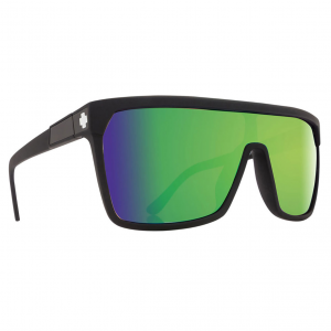 SPY OPTIC Flynn Sunglasses with Matte Black Frame and Happy Bronze with Green Spectra Mirror Lens (670323374225)