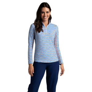 IBKUL Women's Landon Stripe II Print Long Sleeve Mock Neck Top