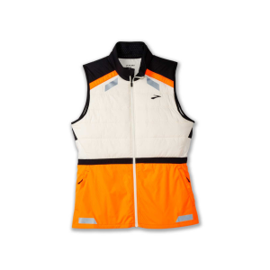 Brooks BROOKS Women's Run Visible 2.0 Ecru/Fluoro Flash/Black Insulated Vest - $80.00 at Run United