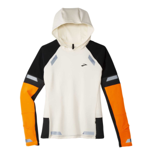 Brooks BROOKS Women's Run Visible 2.0 Ecru/Fluoro Flash/Black Thermal Hoodie - $65.00 at Run United