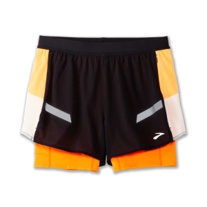 Brooks BROOKS Women's Run Visible 2.0 4in Black/Ecru/Fluoro Flash 2in1 Shorts - $55.00 at Run United