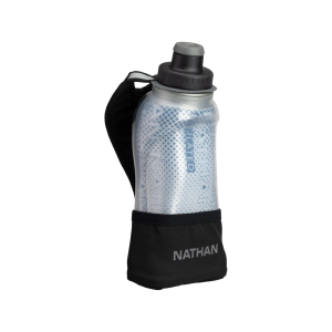 NATHAN SPORTS Quick Squeeze Lite 12oz Black/Marine Blue Insulated Handheld Bottle (NS40060-00030-12OZ)