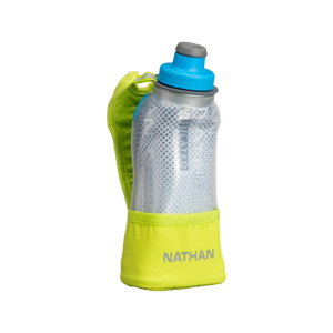Nathan Sports NATHAN SPORTS Quick Squeeze Lite 12oz Finish Lime/Blue Me Away Insulated Handheld Bottle (NS40060-50017-12OZ) - $30.00 at Run United
