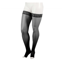 JUZO Sheer Compression 20-30 mmHg Open Toe Short Silicone Thigh High Stockings