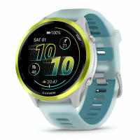 GARMIN Forerunner 570 47mm Amp Yellow Aluminum with Translucent Whitestone/Turquoise Band GPS Running Smartwatch 010-02971-01