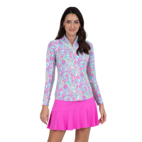 IBKUL Gloria Print Long Sleeve Mock Neck Top