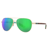 COSTA DEL MAR Men's Peli Brushed Gold/Green Mirror Polarized Sunglasses 06S4002-40020257