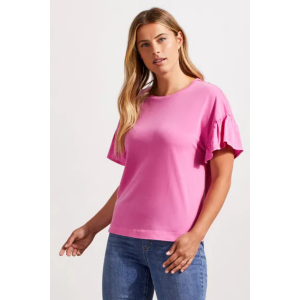 Tribal Soft Frilled-Sleeve Tee Womans | Fuchsia | Large | Christy Sports