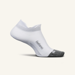 Feetures Elite No show Tab Socks Mens | White | Small | Christy Sports