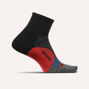 Feetures Elite Light Cushion Quarter Socks | Multi Black | Large | Christy Sports