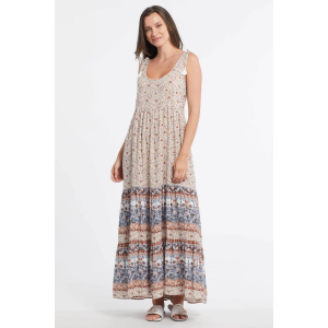 Tribal Border Print Maxi Dress | Multi Tan | Small | Christy Sports