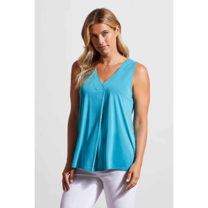 Tribal Pleated Sleeveless Modal Top Womens | Blue | Large | Christy Sports