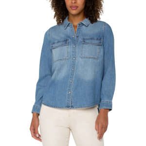Liverpool Button Down Shirt With Pockets Womens | Lt Blue | Medium | Christy Sports