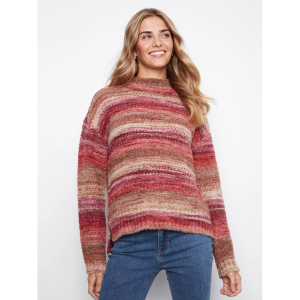 Charlie B Charlie B High-Low Mock Neck Sweater Womens | Multi Pink | Medium | Christy Sports - $124.00 at Christy Sports