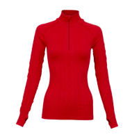 Krimson Klover Aran Cable Zip Top Womens | Red | Size Large