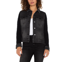 Liverpool Denim Jacket w/ Sweater Sleeves Womens | Charcoal | Small | Christy Sports