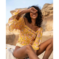 Billabong Be My Babe Bell Sleeve Top Womens | Multi Yellow | Large | Christy Sports