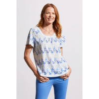 Tribal Printed U-Neck Top Womens | Multi Blue | Small | Christy Sports