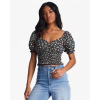 Billabong Love Song Puff Sleeve Top Womens | Multi Black | Medium | Christy Sports
