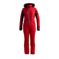 Nils Deer Valley Stretch Suit w/ Faux Fur Hood Womens | Multi Red | 10 | Christy Sports