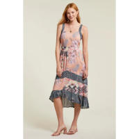 Tribal Combo Print Hi-Low Maxi Dress Womens | Multi Pink | Large | Christy Sports
