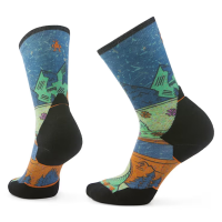 Smartwool Trail Run Mountain Print Crew Socks Womens | Multi Blue | Large | Christy Sports