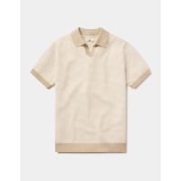 The Normal Brand Robles Knit Jacquard Polo Mens | Ivory | Large | Christy Sports