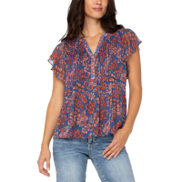 Liverpool Double Layer Flutter Sleeve Blouse Womens | Multi Pink | Medium | Christy Sports