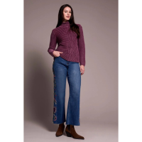 Tribal Vintage Washed Cable Knit Mock Neck Sweater Womens | Purple | Large | Christy Sports