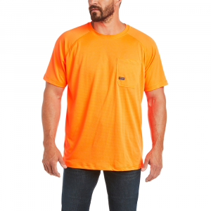 Ariat Mens AR1276 Rebar Heat Fighter Short Sleeve T-Shirt - Neon Orange Large Tall