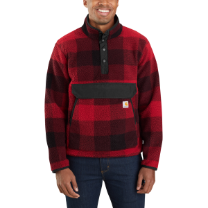 Carhartt Carhartt Mens 104991 Closeout Relaxed Fit Fleece Pullover - Oxblood Plaid Large Tall - $71.49 at Dungarees